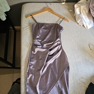 Windsor Strapless Satin Dress in Purple